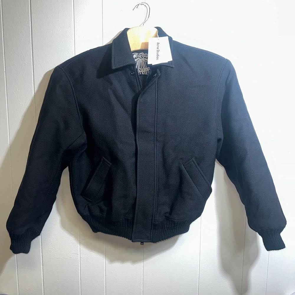 Acne Studios Black‎ Wool Bomber Jacket Floragatan 13 B90695- XS/S New $1050